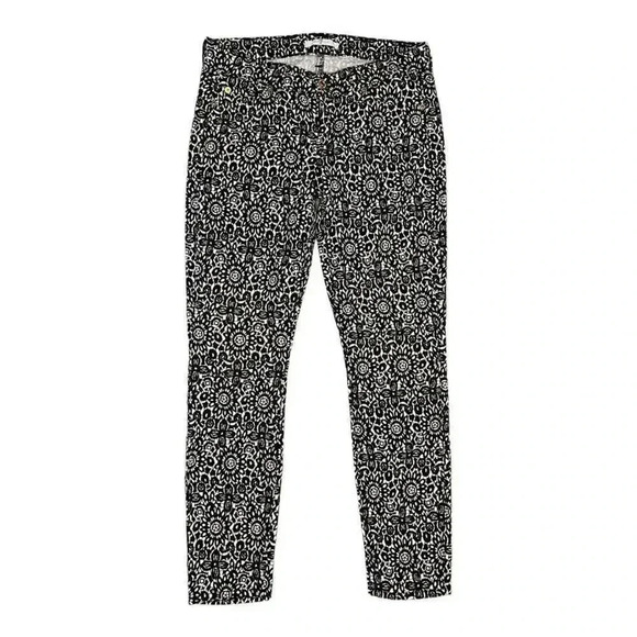 7‎ For All Mankind Women’s Size 26 (Size 2) Black & White Mandala Pattern Pants - Picture 1 of 4